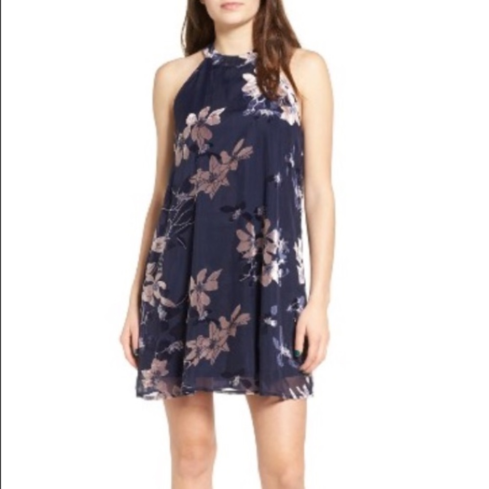 NORDSTROM Navy Floral Swing Dress